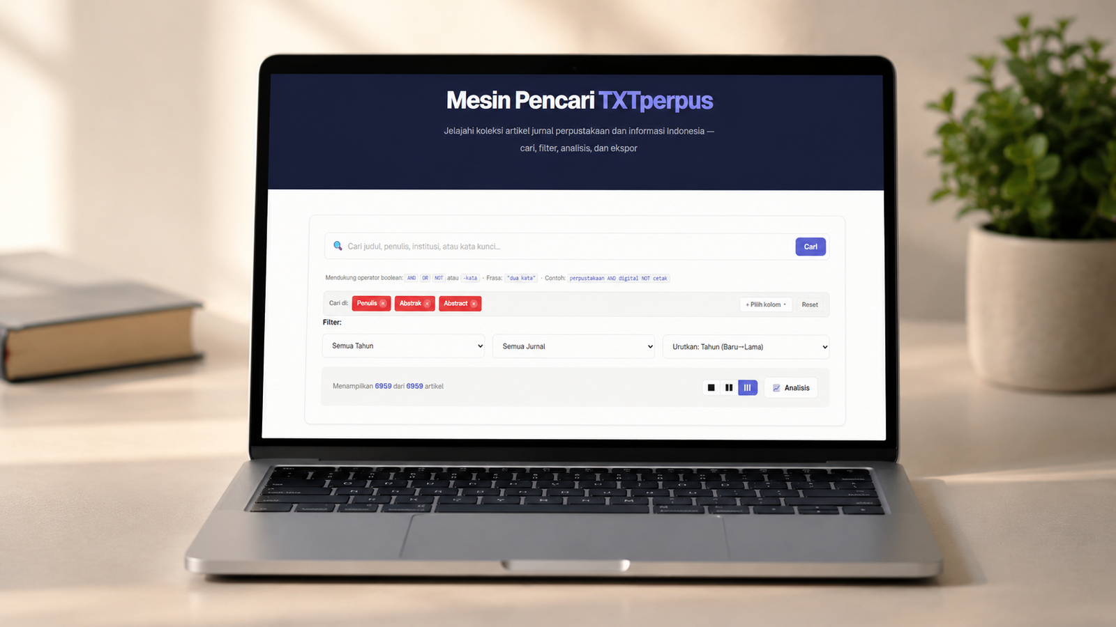 TXTperpus Menambahkan Fitur Pencarian dan Analisis Koleksi Artikel